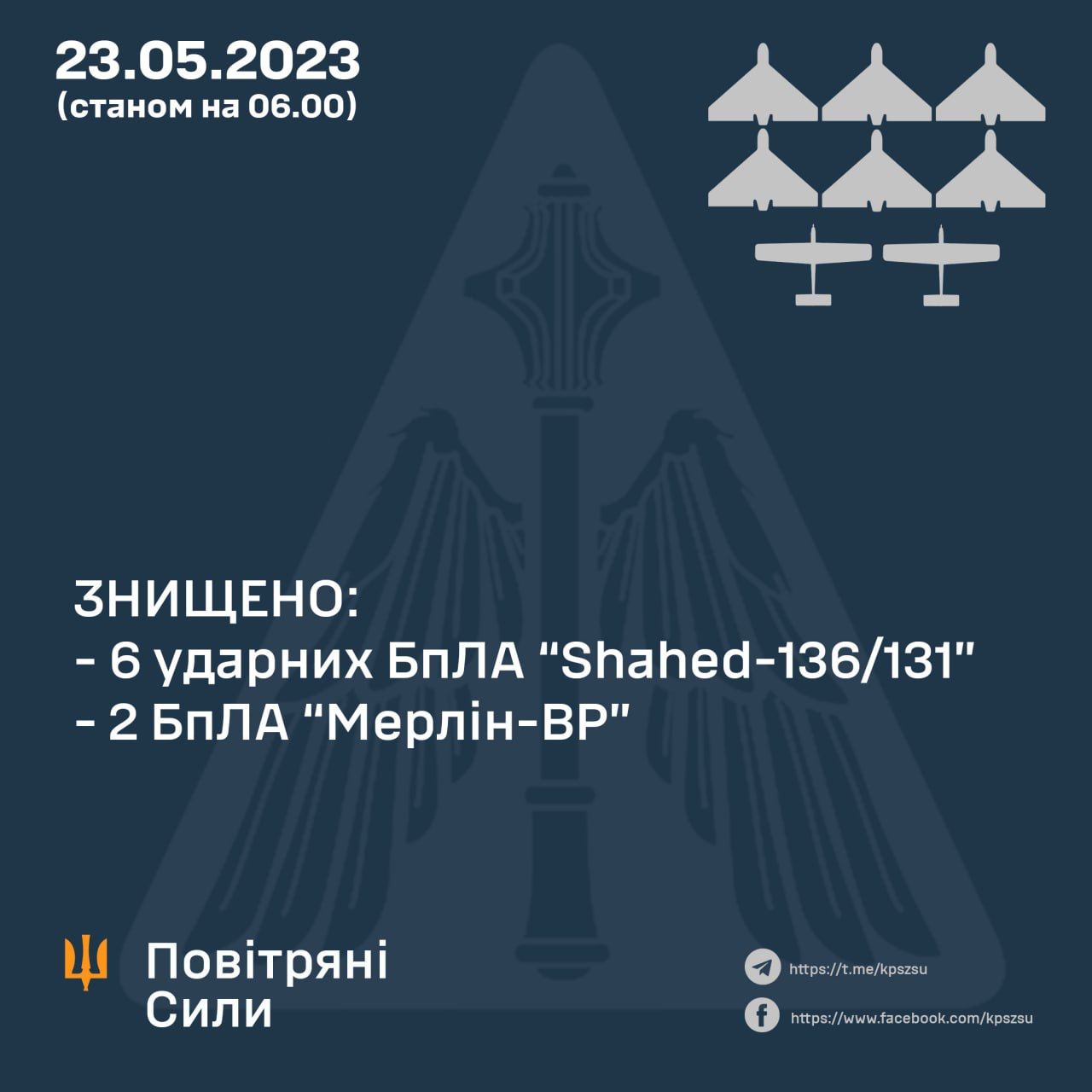 збиті дрони РФ за 23 травня